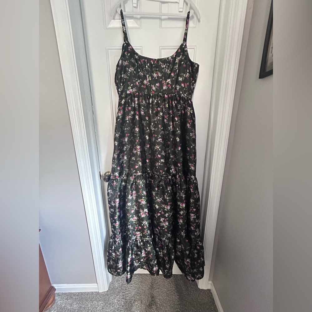 Lulus Black Floral Tiered Maxi Dress